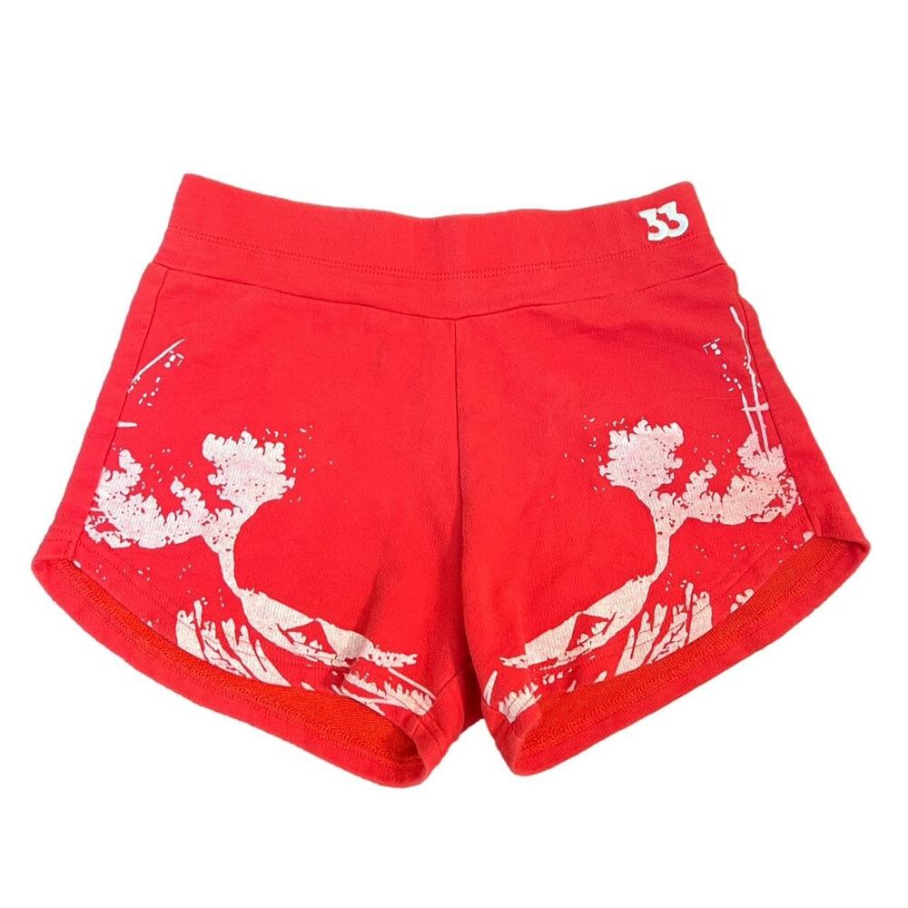 Y2K Just Cleabe Red & White Cotton Shorts, Medium